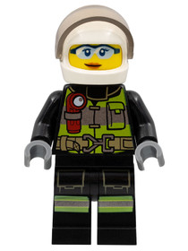 Fire - Reflective Stripes with Utility Belt and Flashlight, White Helmet, Trans-Black Visor, Safety 