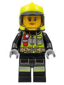 Fire - Reflective Stripes with Utility Belt and Flashlight, Neon Yellow Fire Helmet, Trans-Black Vis