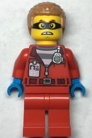 Police - Crook Hacksaw Hank, Red Jacket with Prison Shirt and I.D. Tag