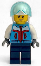 Stunt Plane Pilot - Dark Azure Jacket, Dark Blue Legs, White Helmet