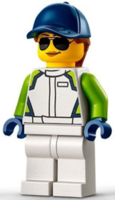 Race Car Mechanic - Female, White Race Jacket and Legs, Dark Blue Cap with Dark Orange Hair