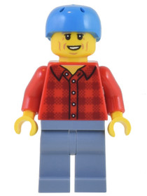 Electric Scooter Rider - Red Flannel Shirt, Sand Blue Legs, Light Bluish Gray Eyebrows, Dark Azure H