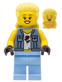 Stuntz Spectator - Bright Light Yellow Mullet, Sand Blue Vest over Rose Shirt, Bright Light Blue Leg