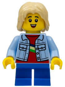 Stuntz Spectator - Child, Long Tan Hair, Bright Light Blue Jacket over Red Shirt, Blue Short Legs