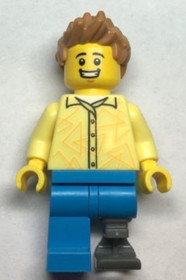Grocery Store Customer - Male, Bright Light Yellow Shirt, Medium Nougat Hair, Prosthetic Leg