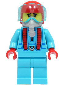 Stuntz Driver - Female, Medium Azure Jumpsuit, Red Helmet