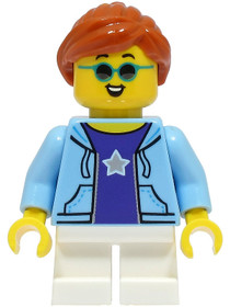 Stuntz Spectator - Child, Bright Light Blue Jacket, White Short Legs, Dark Orange Hair