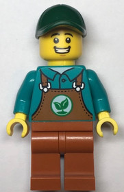 Gardener - Male, Dark Orange Overalls over Dark Turquoise Shirt, Dark Orange Legs, Dark Green Cap