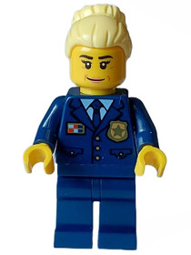 Police - City Chief Female, Dark Blue Jacket and Legs, Bright Light Yellow Hair, Closed Smile