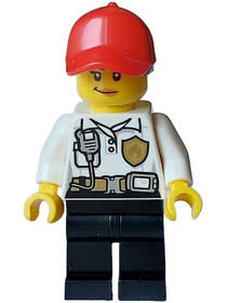 Fire - Female, White Shirt with Fire Logo Badge and Belt, Black Legs, Red Cap with Ponytail, Smirk, 