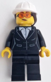 Construction Engineer / Architect - Female, Black Suit Jacket, White Button Up Shirt, Black Legs, Gl