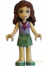 Friends Olivia Minifigura, levendula top, zöld szoknya