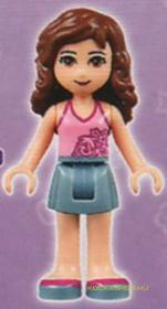 Friends Olivia Minifigura, pink top, kék szoknya