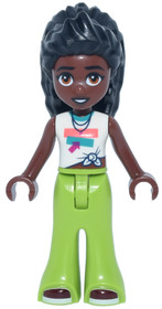 Friends Elsa D - White Knotted Sleeveless Shirt, Lime Trousers Bell-Bottoms, Dark Red Shoes