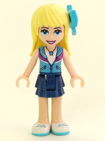 Friends Stephanie - Dark Blue Layered Skirt, Medium Azure and Dark Purple Vest, Medium Azure Bow