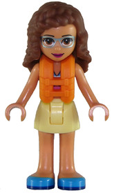 Friends Olivia (Nougat) - Bright Light Yellow Skirt, Dark Pink and Dark Azure Swimsuit Top, Life Jac