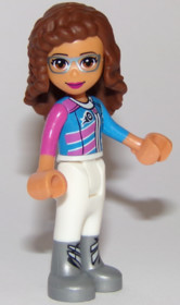 Friends Olivia (Nougat) - White Trousers, Dark Pink and Dark Azure Racing Jacket