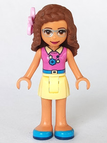 Friends Olivia (Nougat) - Bright Light Yellow Skirt, Dark Pink Top, Flower