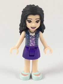 Friends Emma - Dark Purple Skirt, Medium Lavender Top with White Birds, Sand Blue Vest