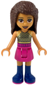 Friends Andrea - Dark Pink Skirt, Black Top with Gold Mesh