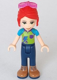 Friends Mia - Dark Blue Trousers, Lime Top, Red Hair, Sunglasses
