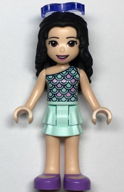 Friends Emma - Light Aqua Layered Skirt, Light Aqua and Bright Pink Scallop Top, Sunglasses
