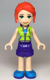 Friends Mia - Dark Purple Shorts, Lime Jacket Top, Red Hair