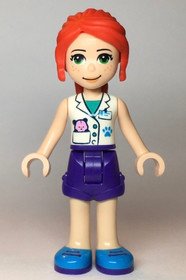 Friends Mia - Dark Purple Shorts, White Vet Vest Top, Red Hair