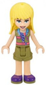 Friends Stephanie - Olive Green Shorts and Top, Dark Purple Shoes