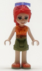 Friends Mia - Olive Green Shorts, Orange and Bright Light Orange Top with Lightning Bolts, Orange Sh