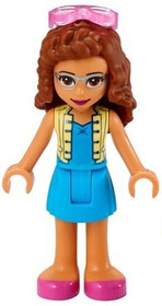 Friends Olivia (Nougat) - Dark Azure Skirt and Top with Bright Light Yellow Vest, Dark Pink Shoes, S