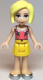 Friends Roxy - Coral Halter Top with Bright Light Green Leaves, Yellow Skirt, Silver Shoes