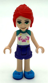 Friends Mia, Dark Purple Shorts, White Top with Pug Head
