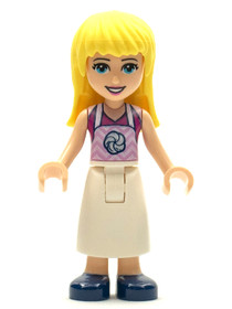 Friends Stephanie - White Long Skirt, Magenta Top with Apron