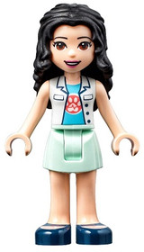 Friends Emma - White Top with Paw Print Undershirt, Light Aqua Skirt, Dark Blue Shoes with Straps, D