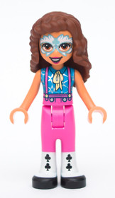 Friends Olivia (Nougat) - Metallic Light Blue and White Face Paint, Dark Pink Pants, Black and White