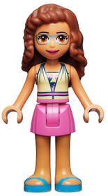 Friends Olivia (Nougat) - Dark Pink Skirt, Halter Top with Strawberries