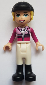 Friends Stephanie - White Riding Pants, Magenta Jacket, Riding Helmet with Bright Light Yellow Ponyt