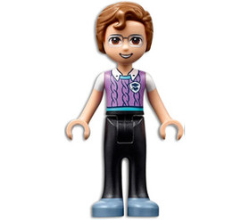 Friends Julian - Black Trousers, Medium Lavender Vest with Medium Azure Trim over White T-Shirt, San