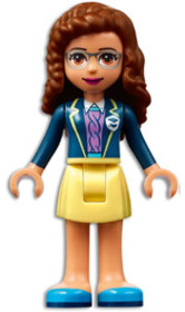Friends Olivia (Nougat) - Bright Light Yellow Skirt, Dark Blue Jacket, Dark Azure Shoes