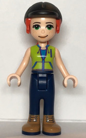 Friends Mia - Dark Blue Trousers, Lime Jacket Top, Black Riding Helmet