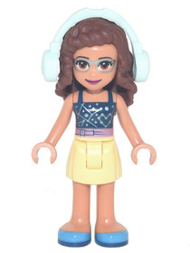 Friends Olivia (Nougat) - Bright Light Yellow Skirt, Dark Blue Top with Constellations, Light Aqua H