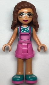 Friends Olivia - Dark Pink Overalls, Dark Turquoise Top