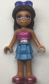 Friends Layla, Medium Blue Skirt, Dark Pink Top with Metallic Pink Belt, Sunglasses