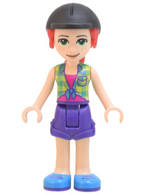 Friends Mia, Lime Plaid Shirt, Dark Purple Shorts, Black Riding Helmet