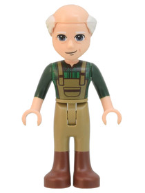 Friends Marcel, Dark Green Plaid Shirt and Overalls, Dark Tan Pants with Boots