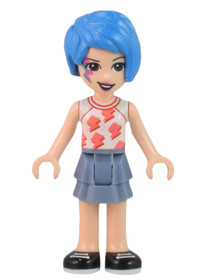 Friends Evelyn, White Sleeveless Shirt, Sand Blue Skirt, Face Paint