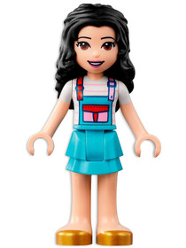 Friends Emma, White Shirt with Apron, Medium Azure Skirt with Gold Shoes