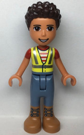 Friends River, Neon Yellow Safety Vest, Sand Blue Trousers with Medium Nougat Boots