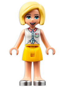 Friends Roxy, White Collared Shirt, Yellow Skirt, Silver Shoes